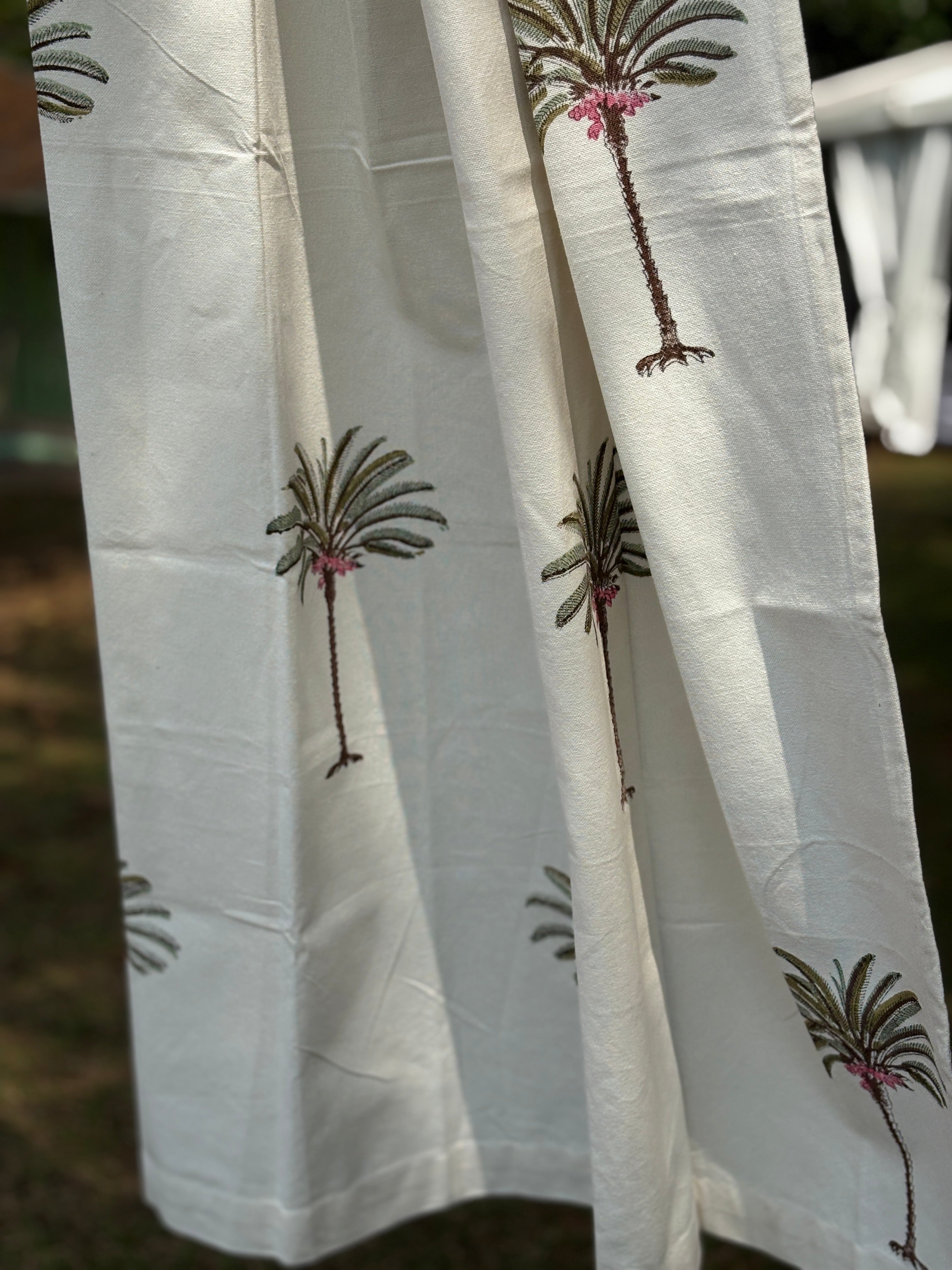 The Oasis Palm Embroidered Cotton Curtain