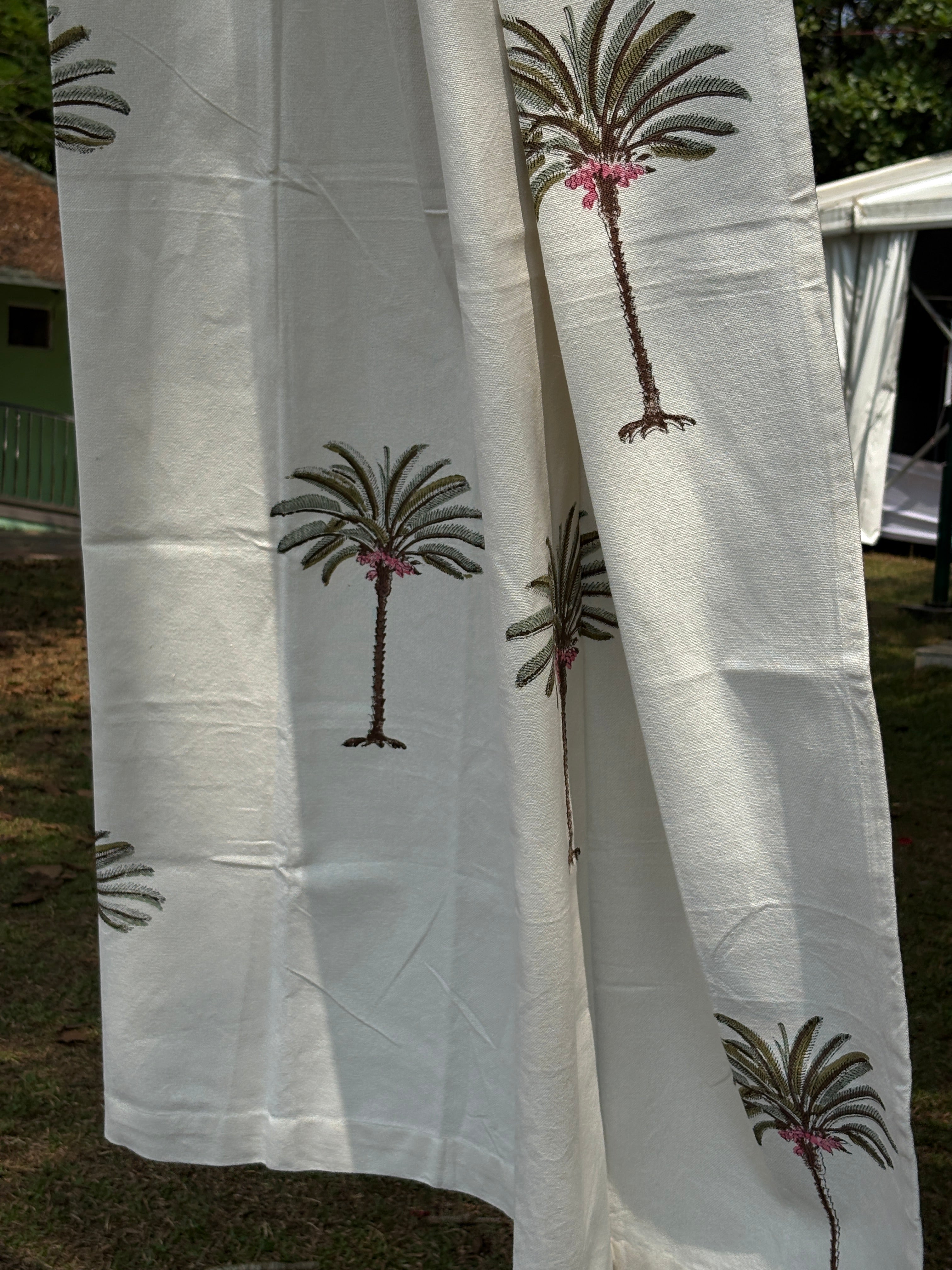 The Oasis Palm Embroidered Cotton Curtain