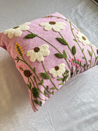The Mauve Meadow Embroidered Pillow, 16x16