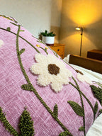 The Mauve Meadow Embroidered Pillow, 16x16