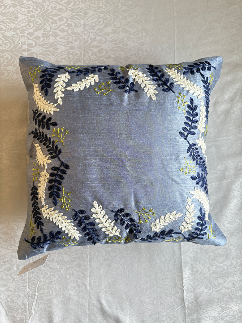 The Silver Birch Aari Embroidered Pillow, 16x16