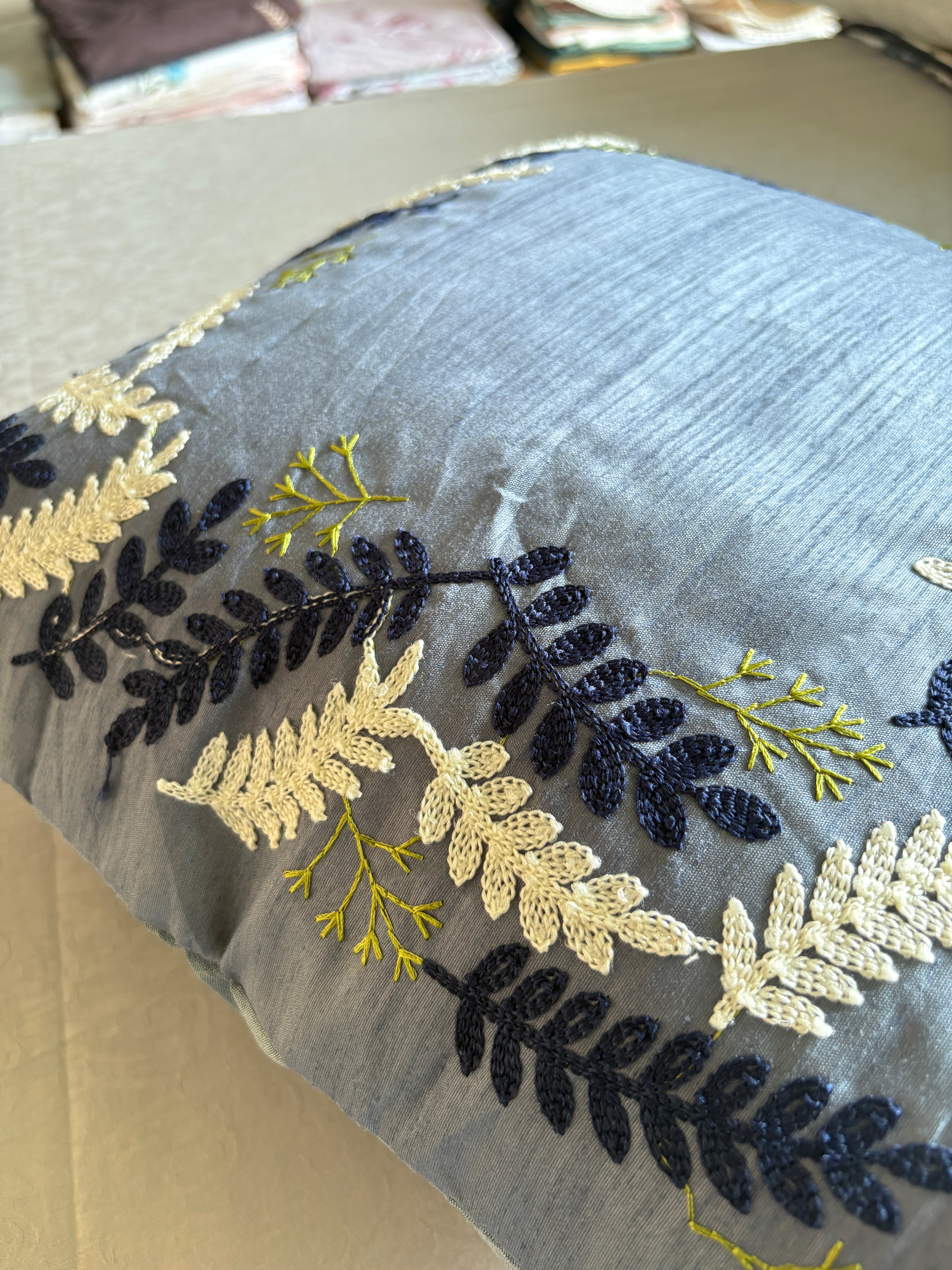 The Silver Birch Aari Embroidered Pillow, 16x16