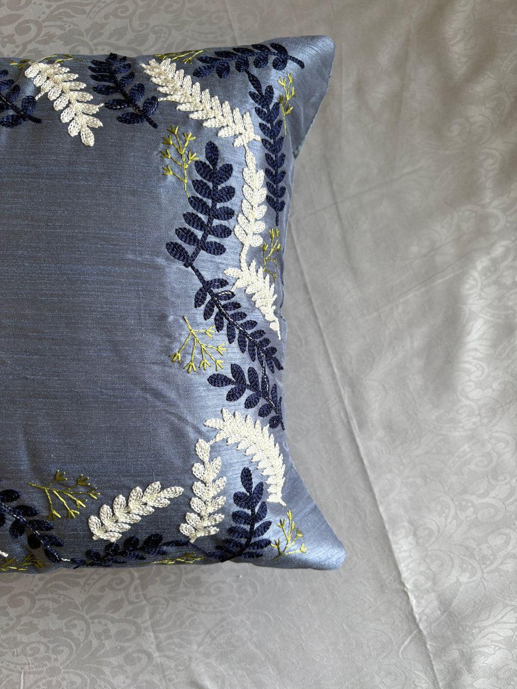 The Silver Birch Aari Embroidered Pillow, 16x16