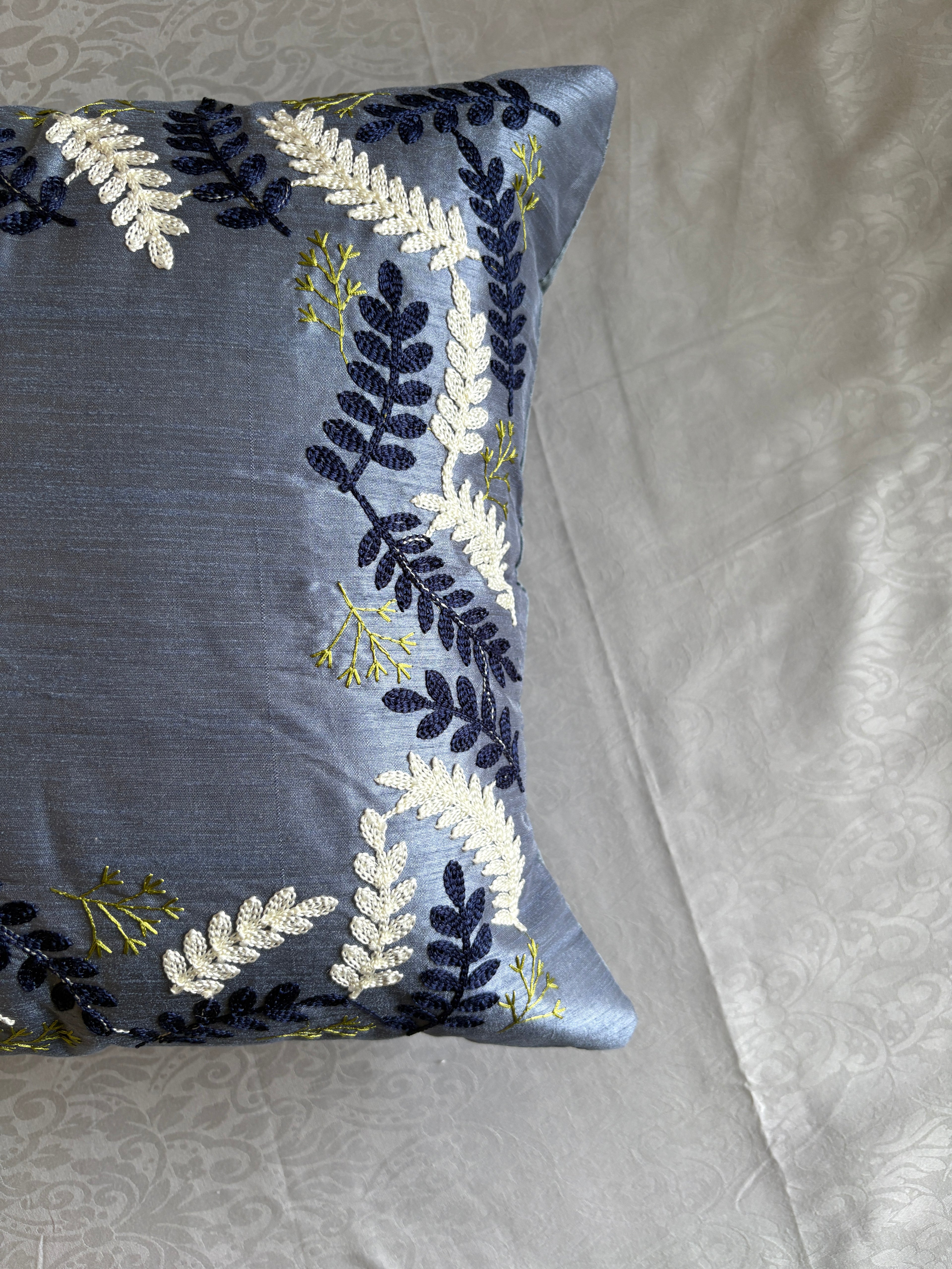 The Silver Birch Aari Embroidered Pillow, 16x16