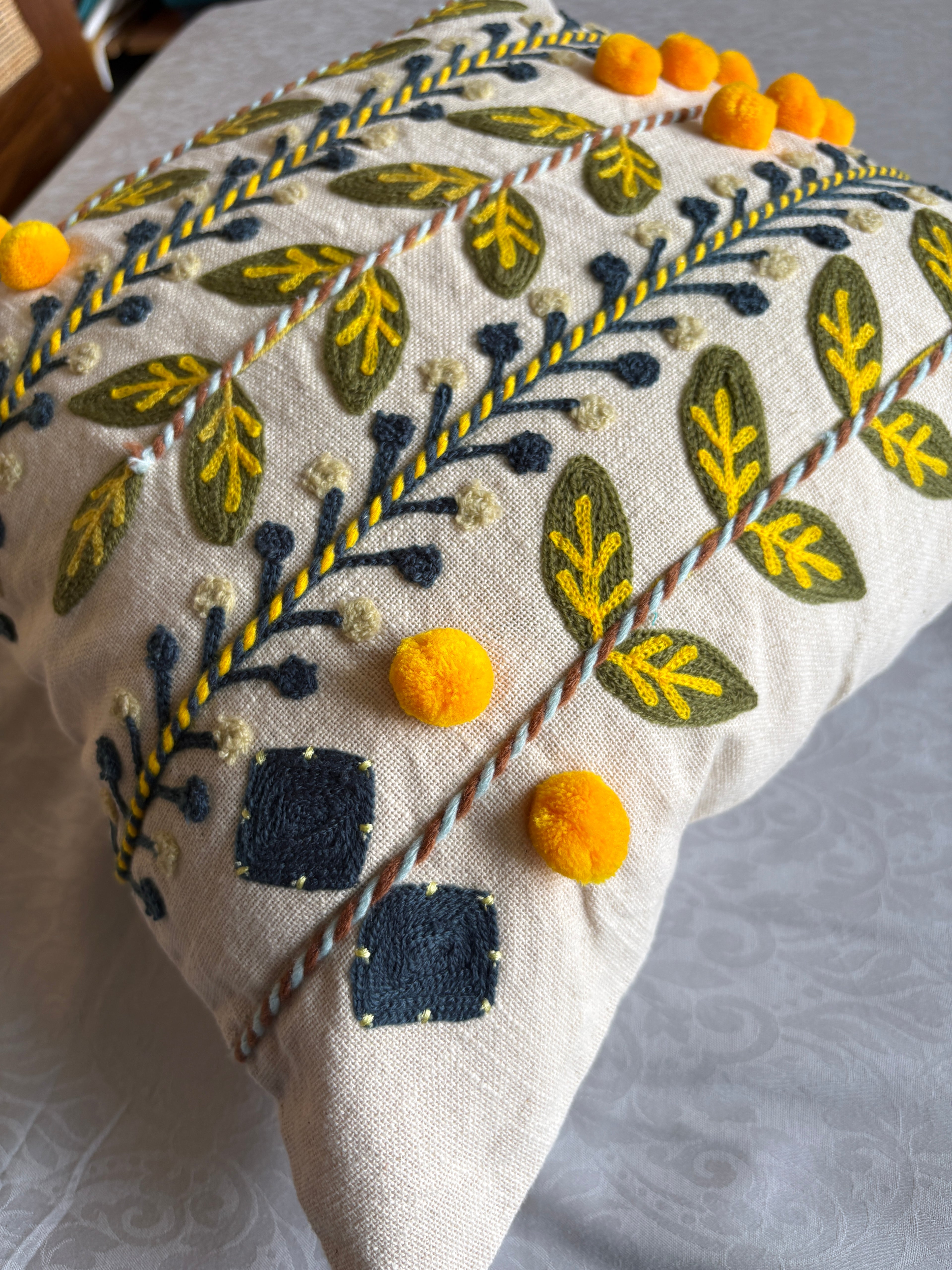AARI EMBROIDERED CUSHION COVER – 16x16 INCH