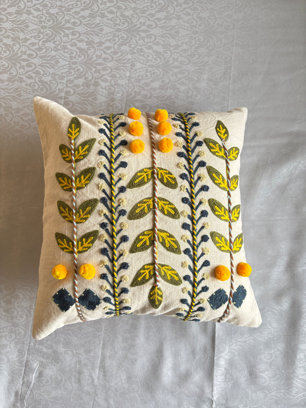 AARI EMBROIDERED CUSHION COVER – 16x16 INCH