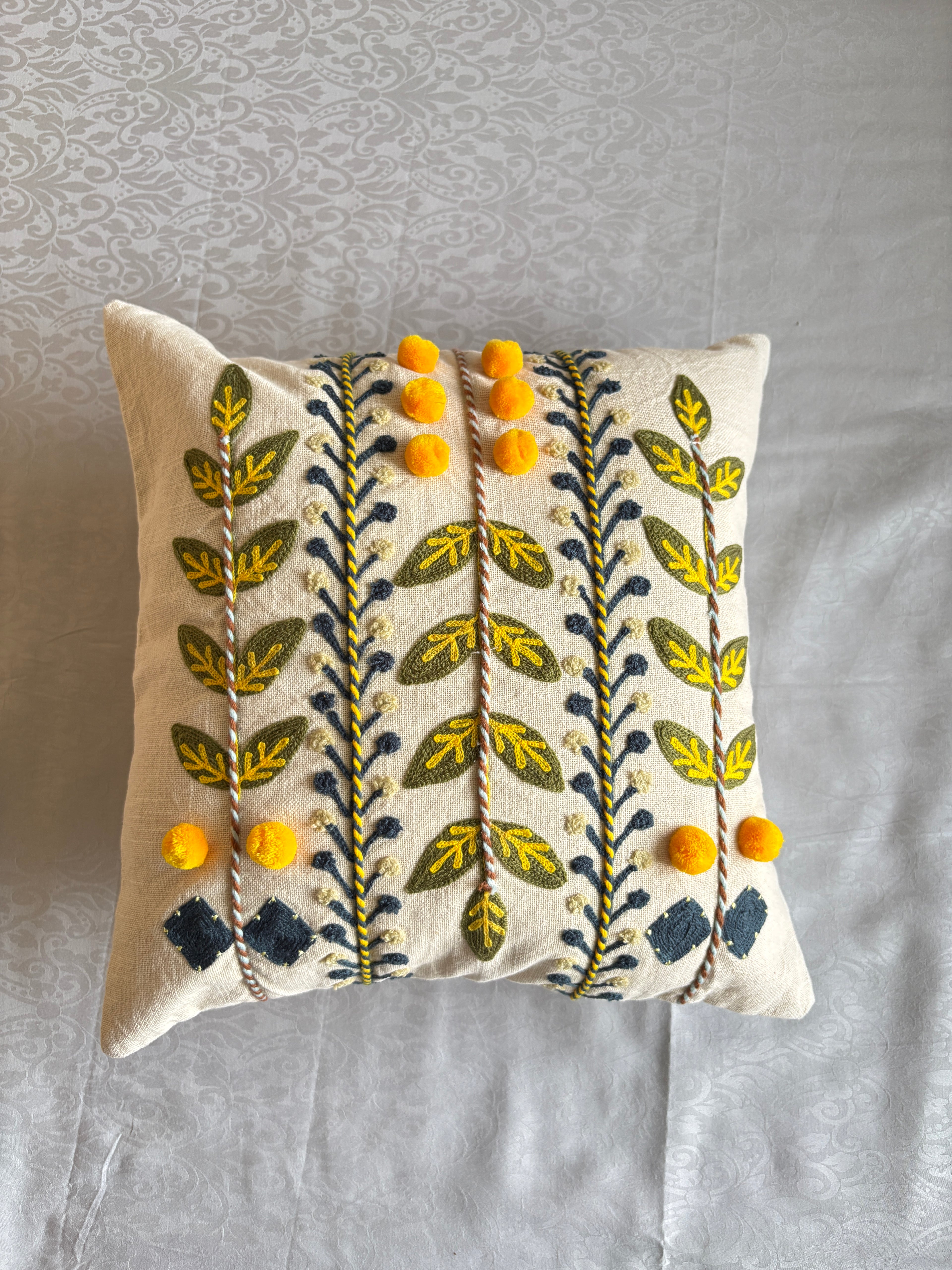 AARI EMBROIDERED CUSHION COVER – 16x16 INCH