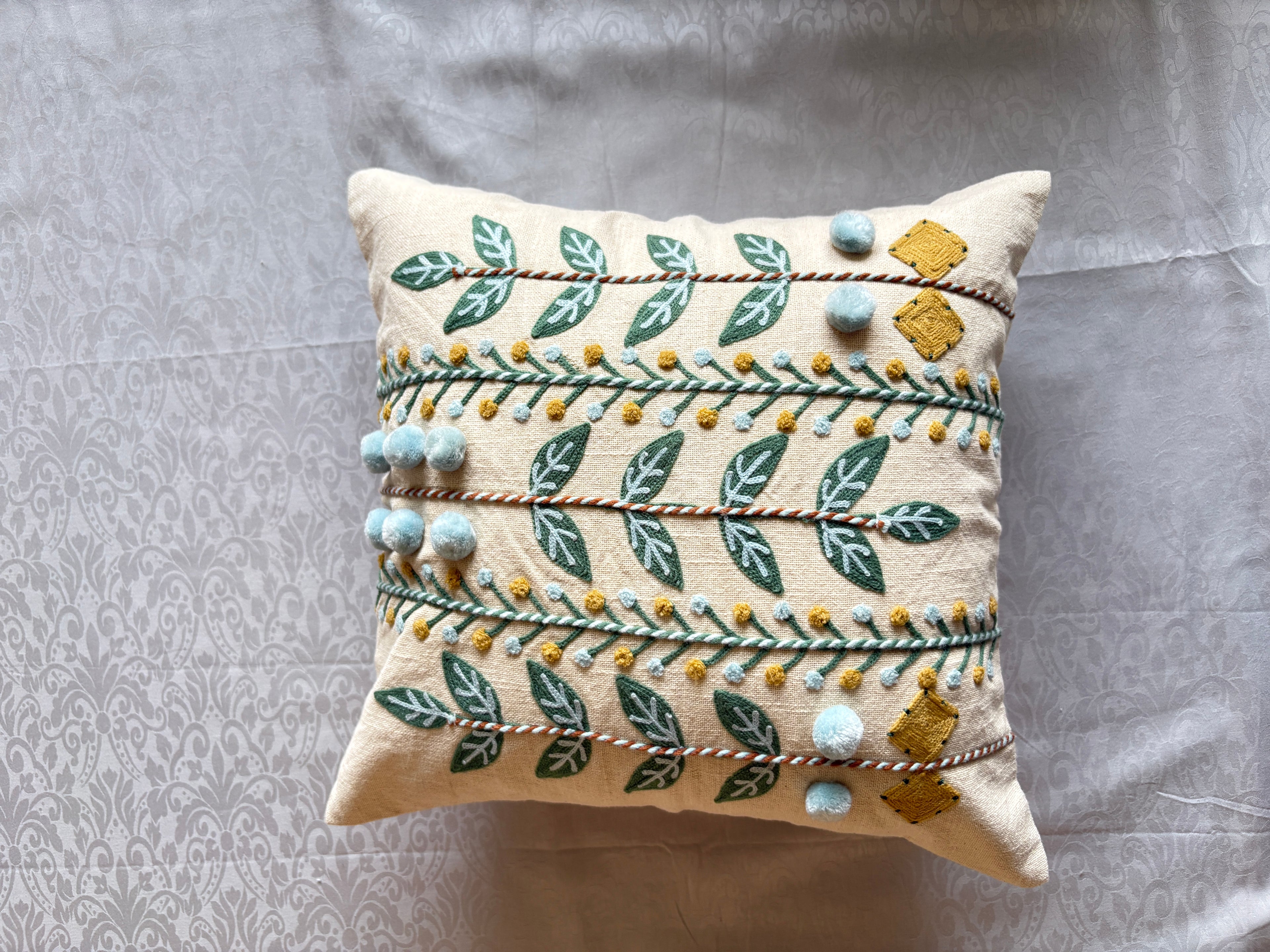 AARI EMBROIDERED CUSHION COVER – 16x16 INCH