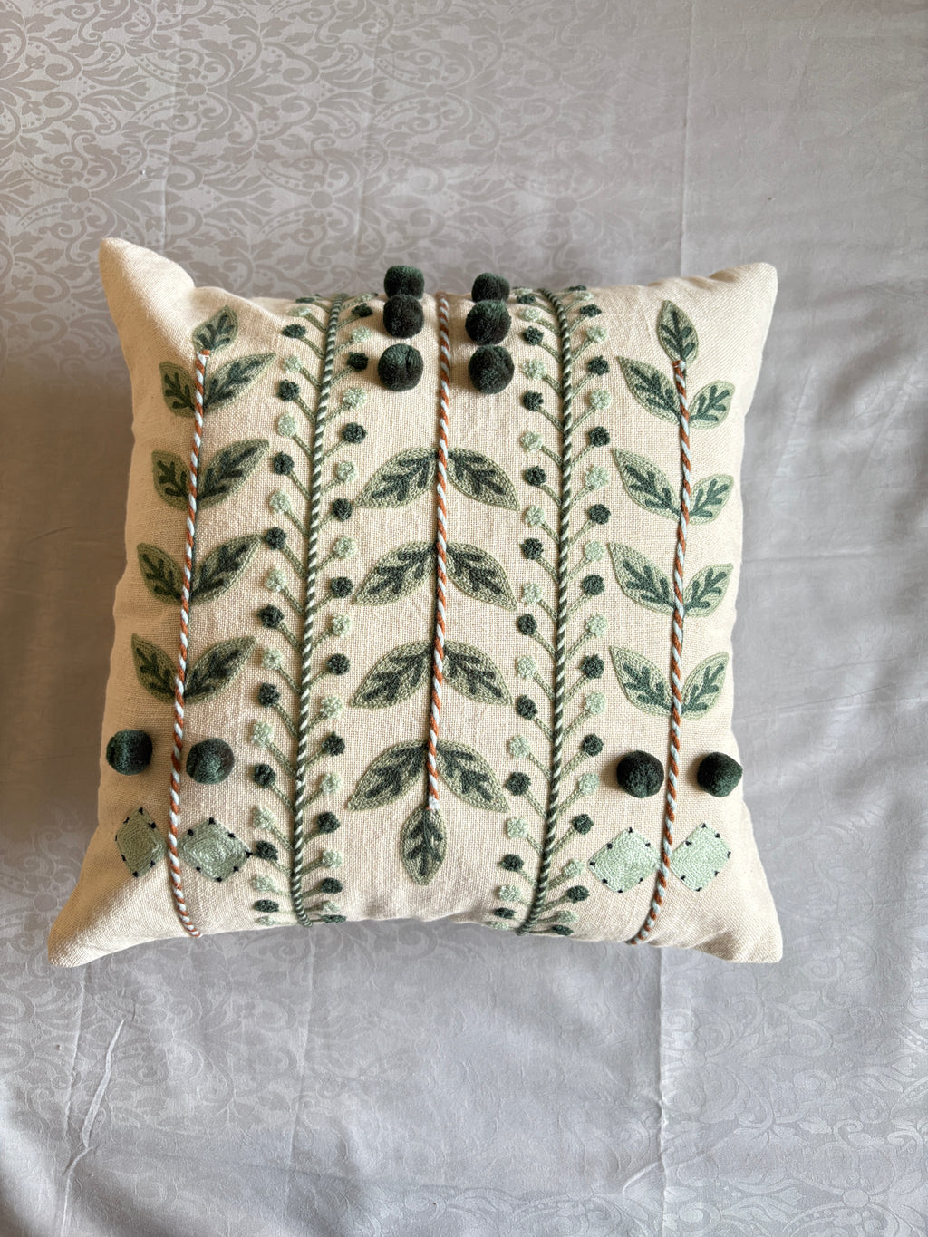 AARI EMBROIDERED CUSHION COVER – 16x16 INCH