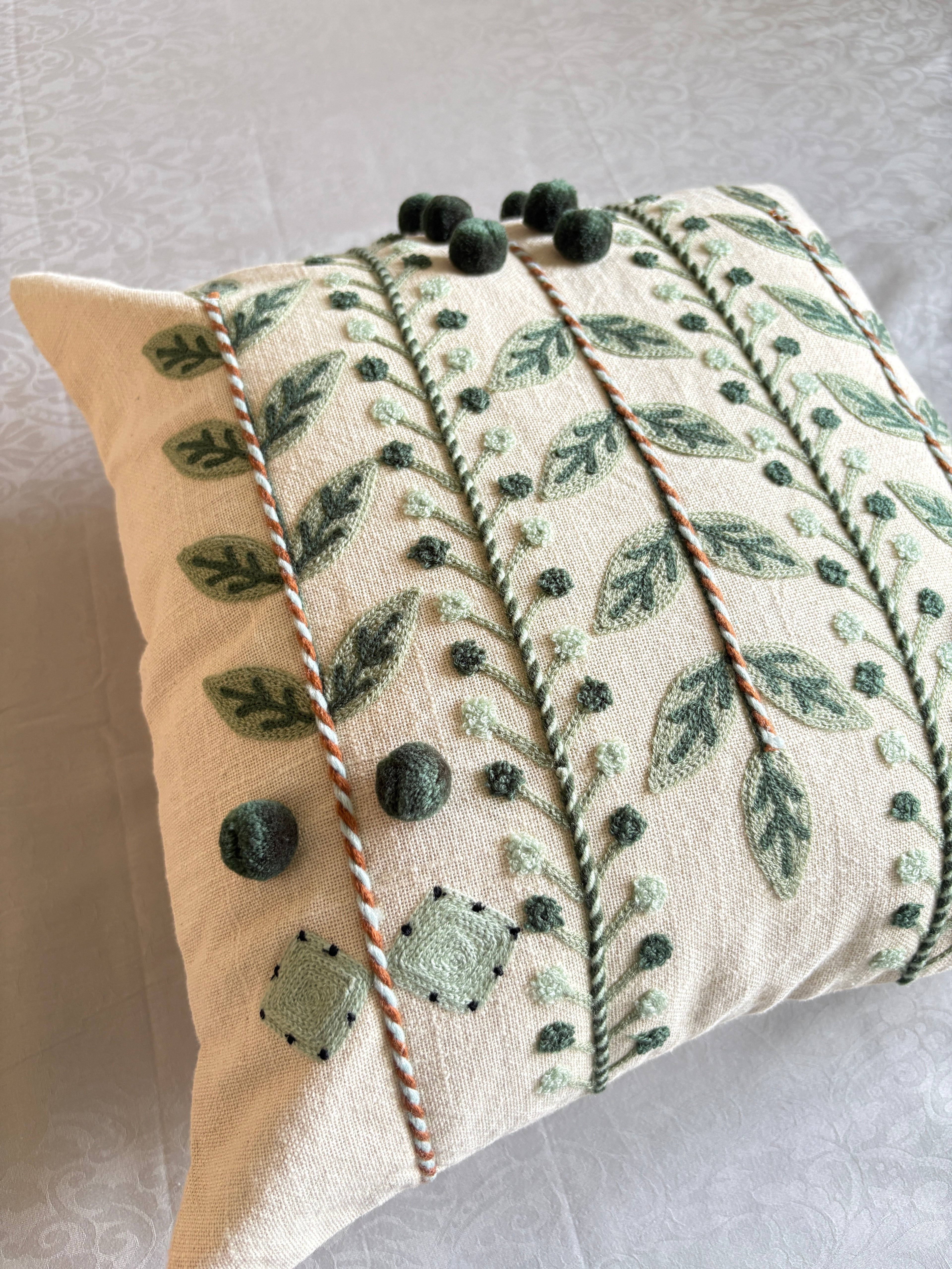 AARI EMBROIDERED CUSHION COVER – 16x16 INCH