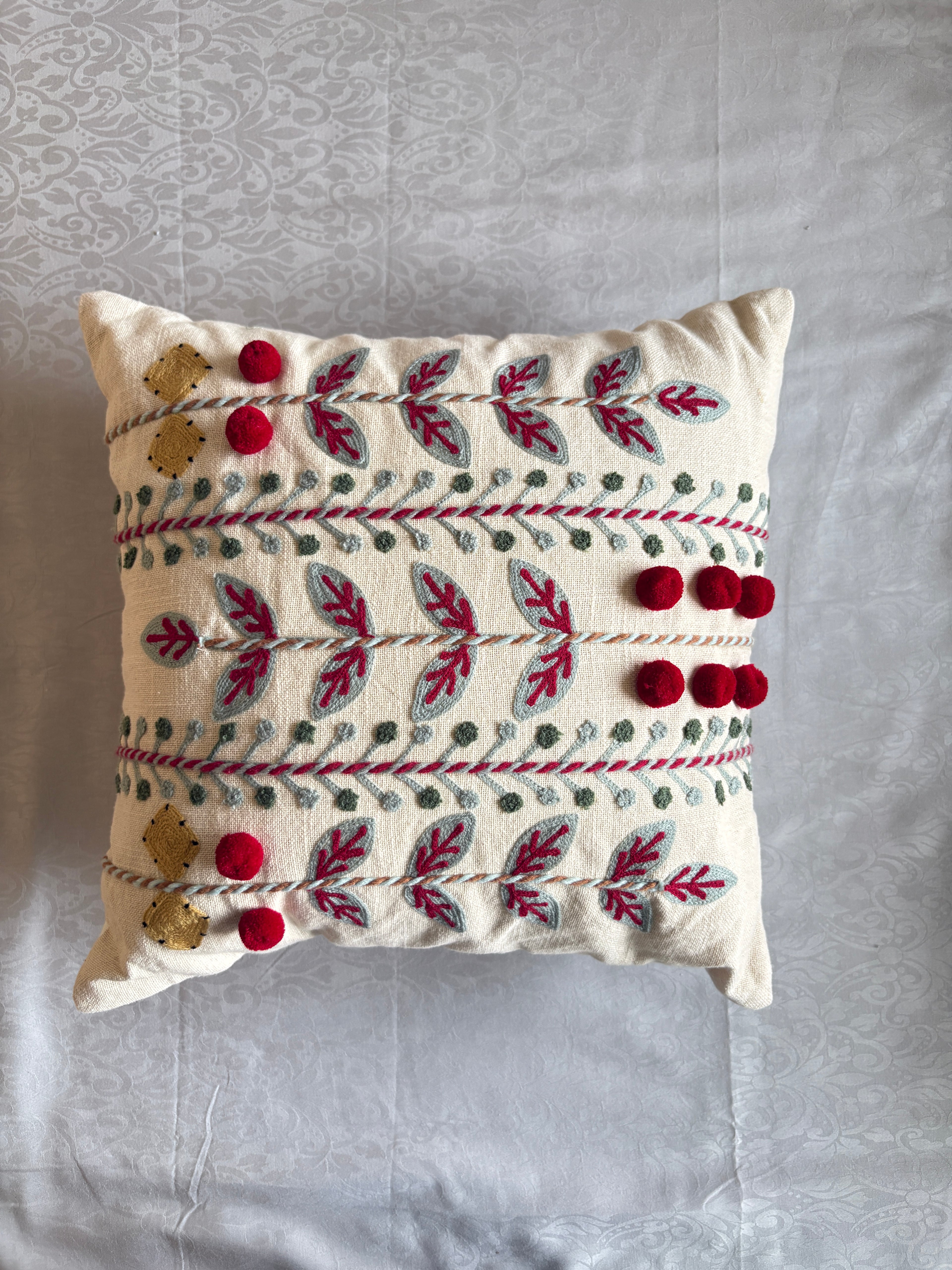 AARI EMBROIDERED CUSHION COVER – 16x16 INCH