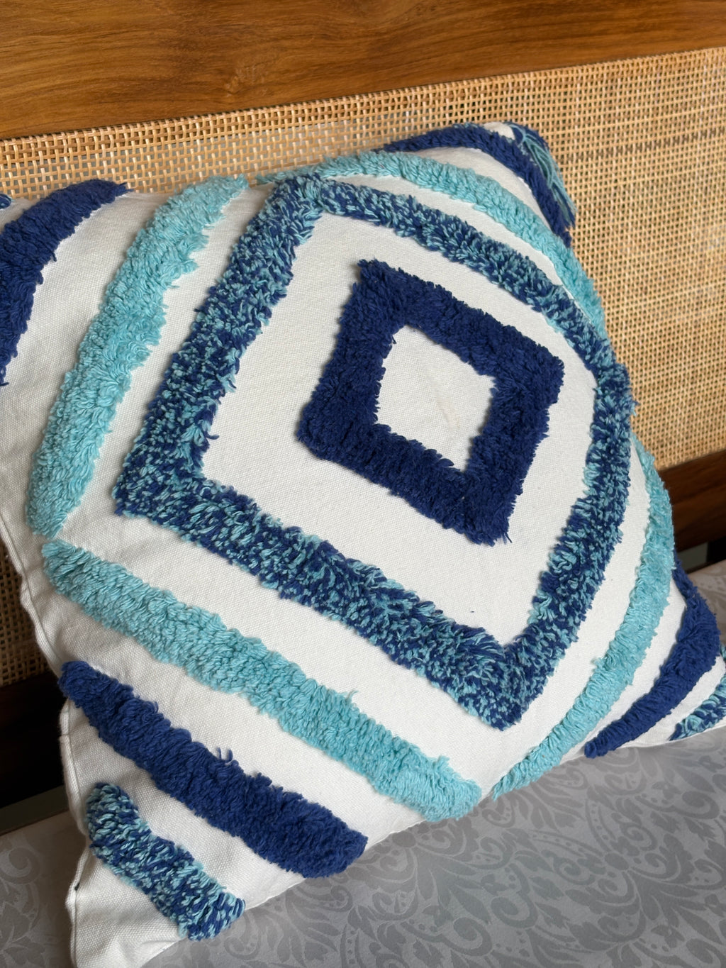 The Indigo Diamond Tufted Pillow, 16x16