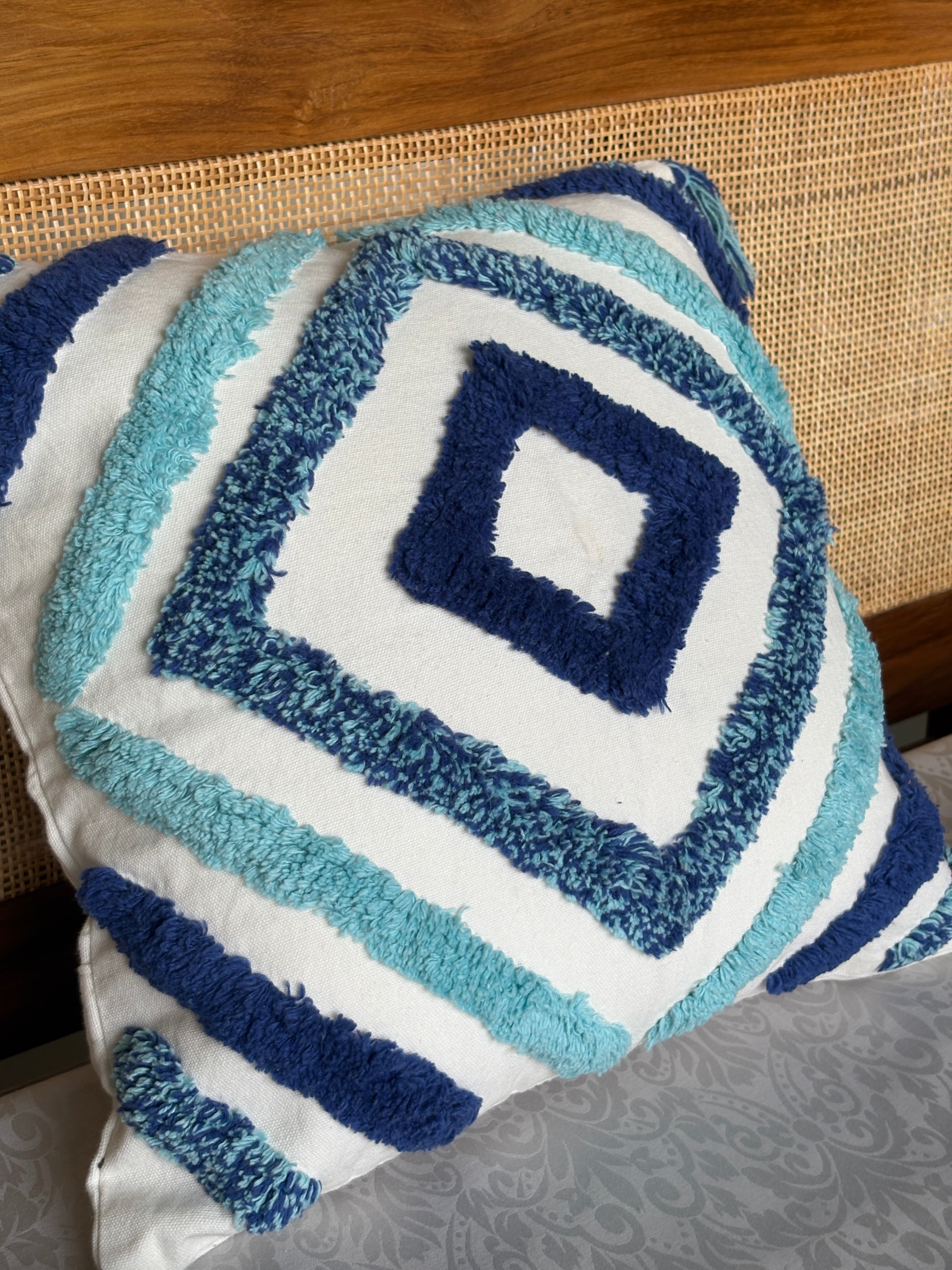 The Indigo Diamond Tufted Pillow, 16x16
