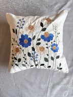The Cornflower Meadow Embroidered Pillow, 16x16