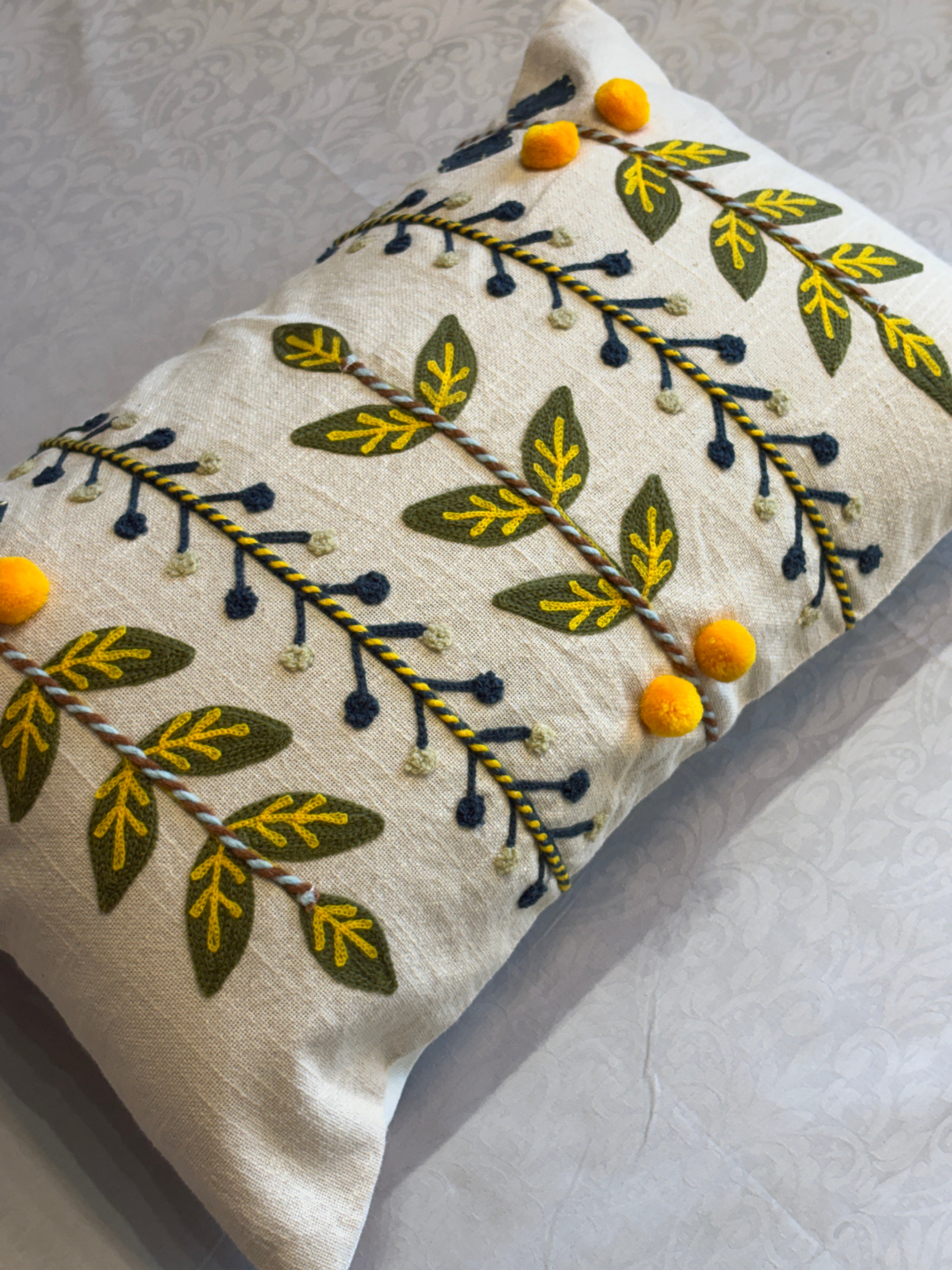 The Marigold & Sage Aari Embroidered Cushion 16x16