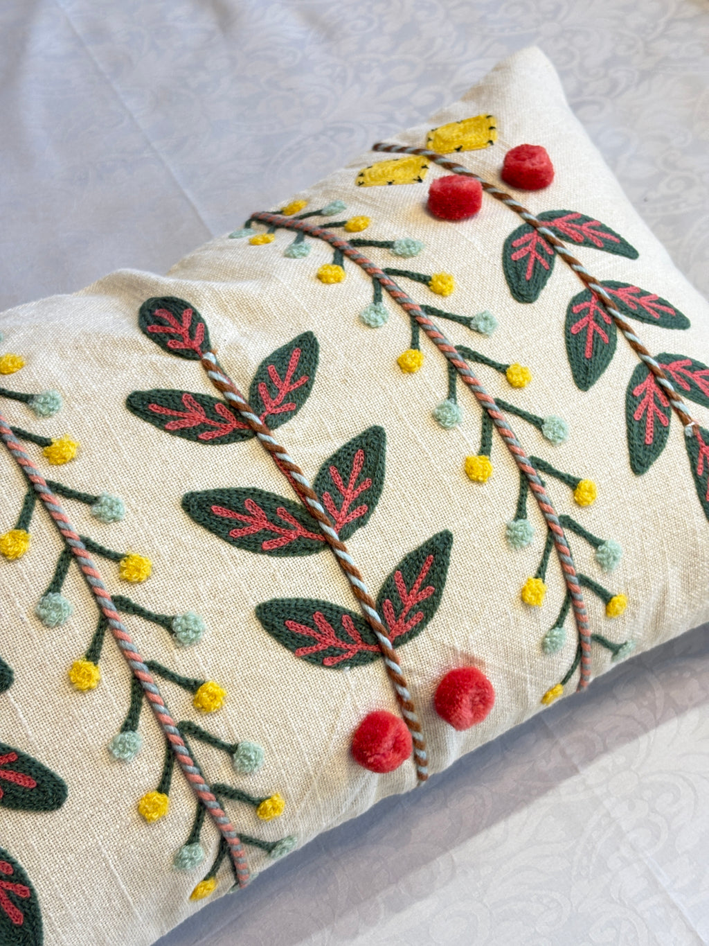 AARI EMBROIDERED CUSHION COVER – 12X20 INCH