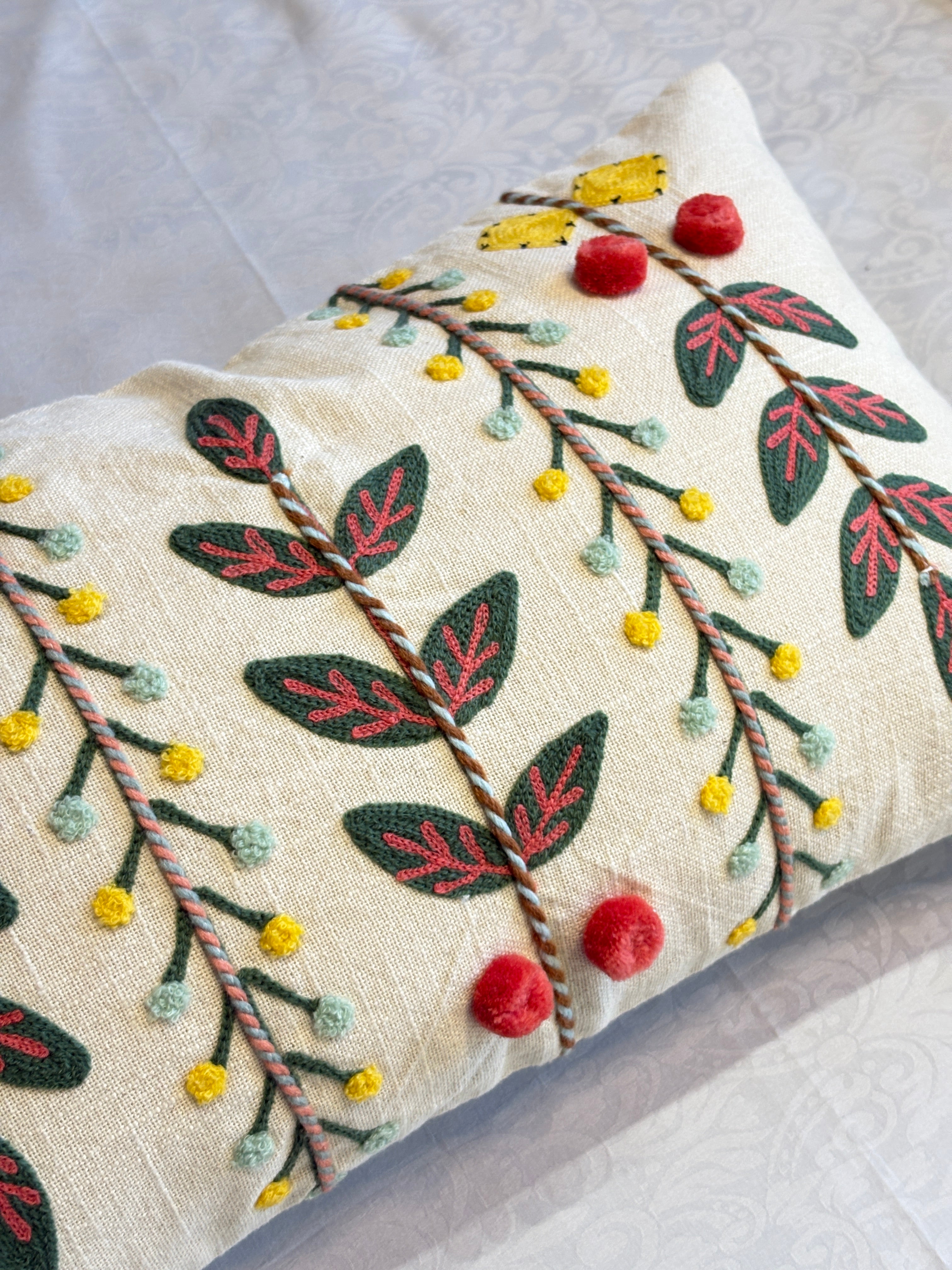AARI EMBROIDERED CUSHION COVER – 12X20 INCH