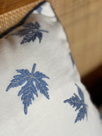 THE INDIGO LEAF TAILORED CUSHION – 16x16 INCH