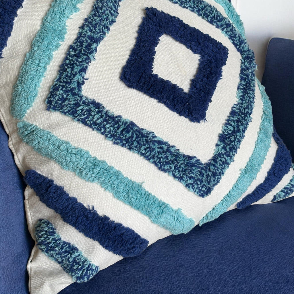The Indigo Diamond Tufted Pillow, 16x16