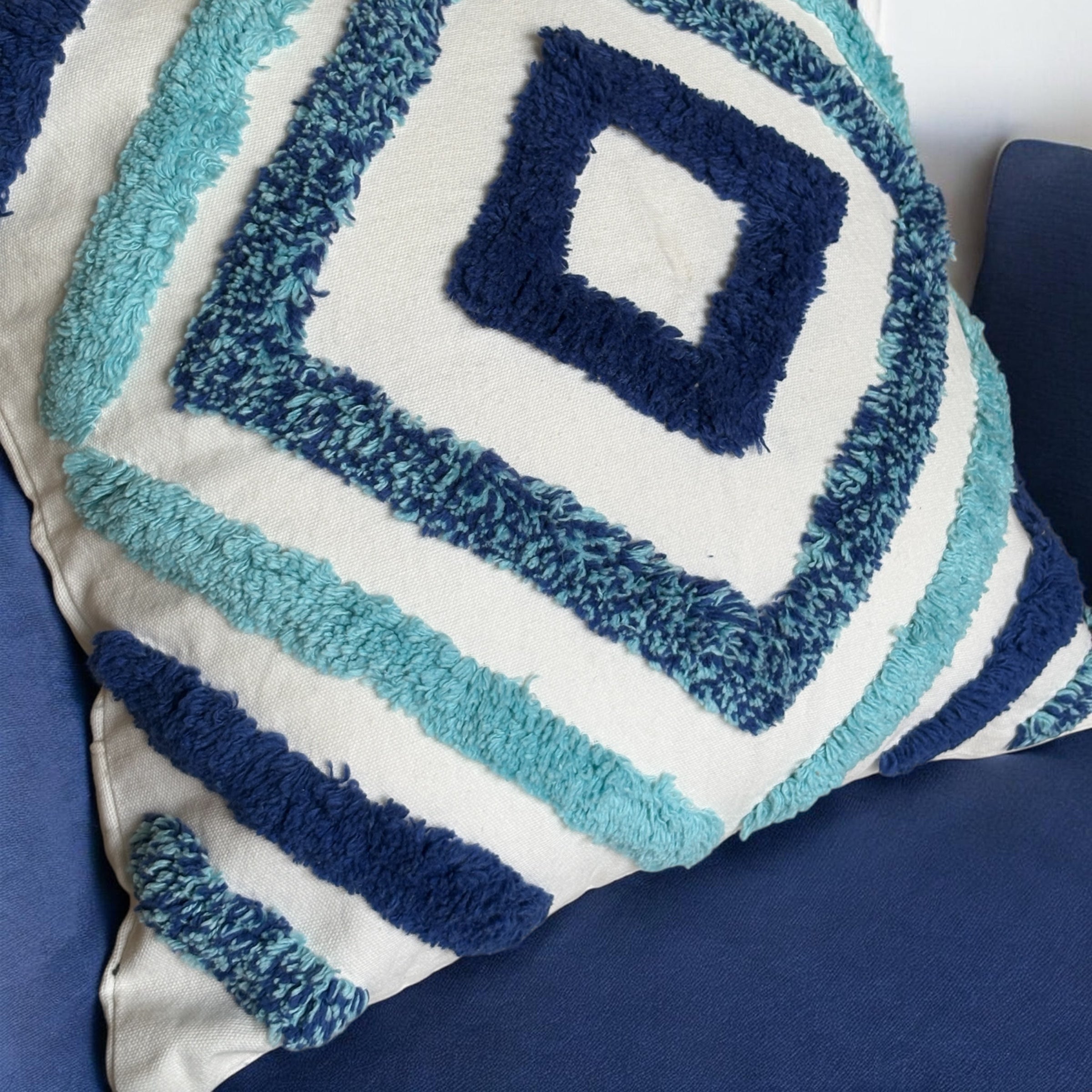 The Indigo Diamond Tufted Pillow, 16x16
