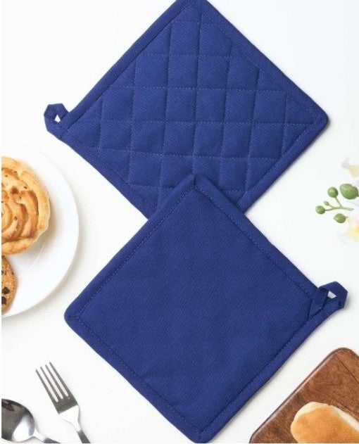 The Cobalt Quilted Pot Holder Set