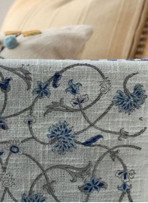 The Indigo Botanical Slub-Weave Runner