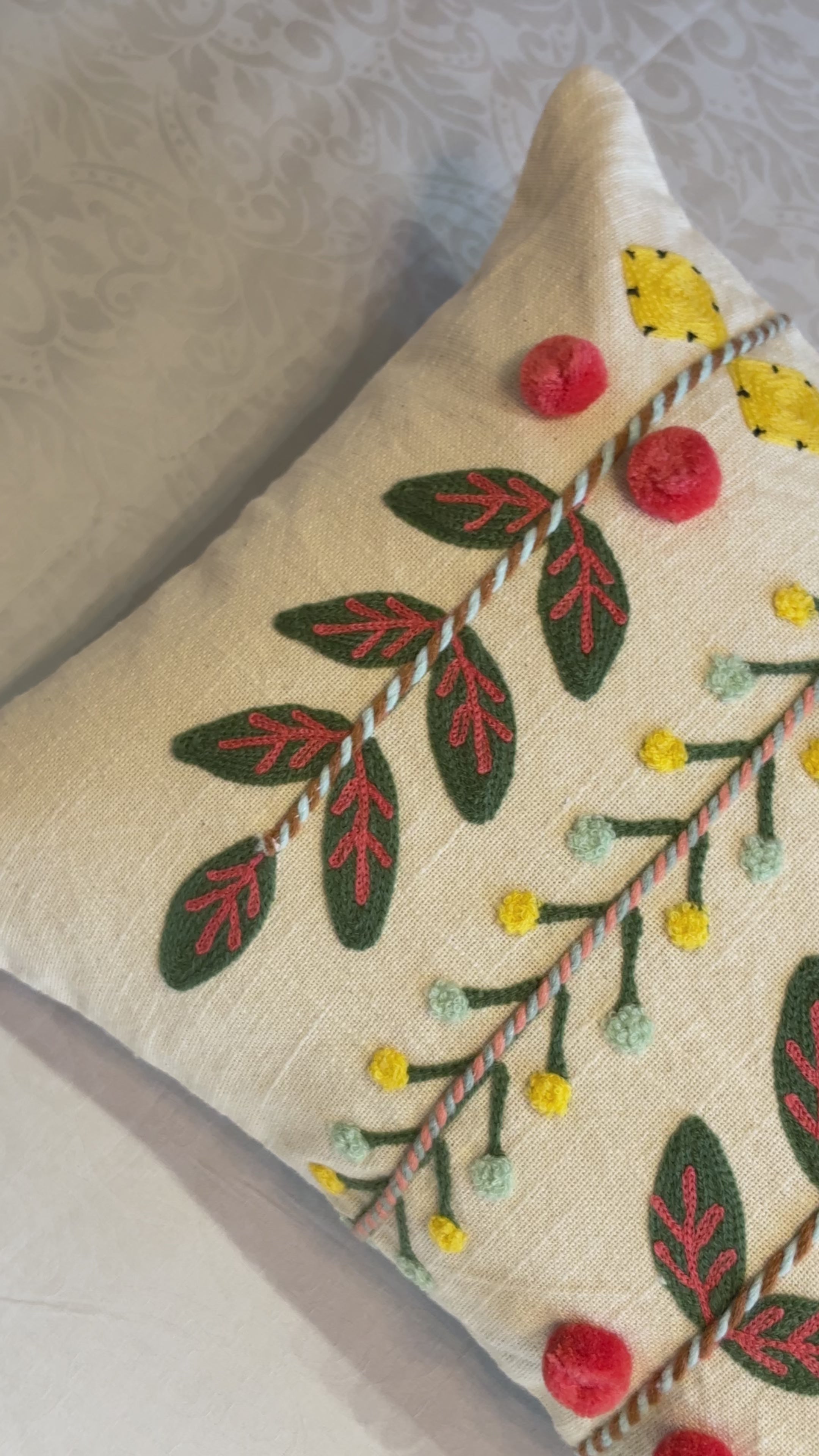 AARI EMBROIDERED CUSHION COVER – 12X20 INCH
